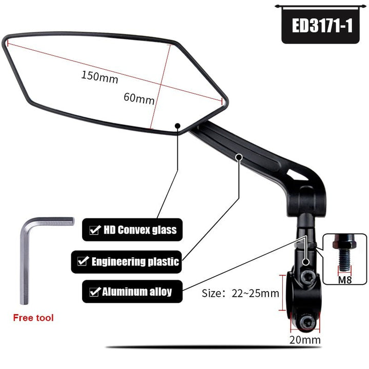 Adjustable Wide Angle Rear View Mirror -cycling gear- The Big Sports